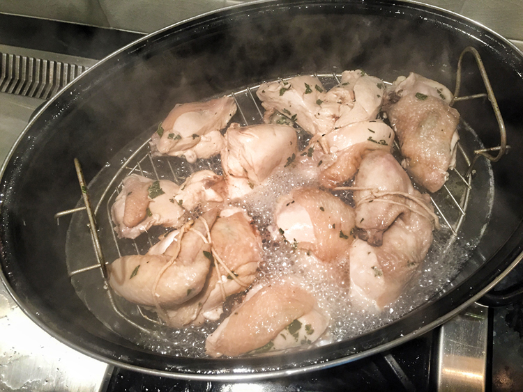 Steaming chicken