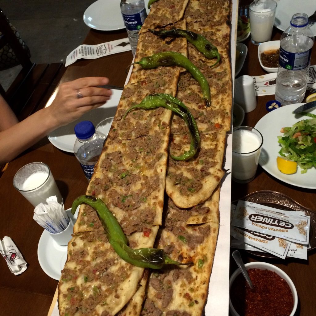 Kandil Etliekmek (traditional pita with meat - Turkish pizza)