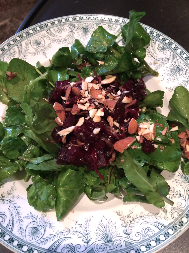 WATERCRESS AND BEET SALAD WITH ALMONDS