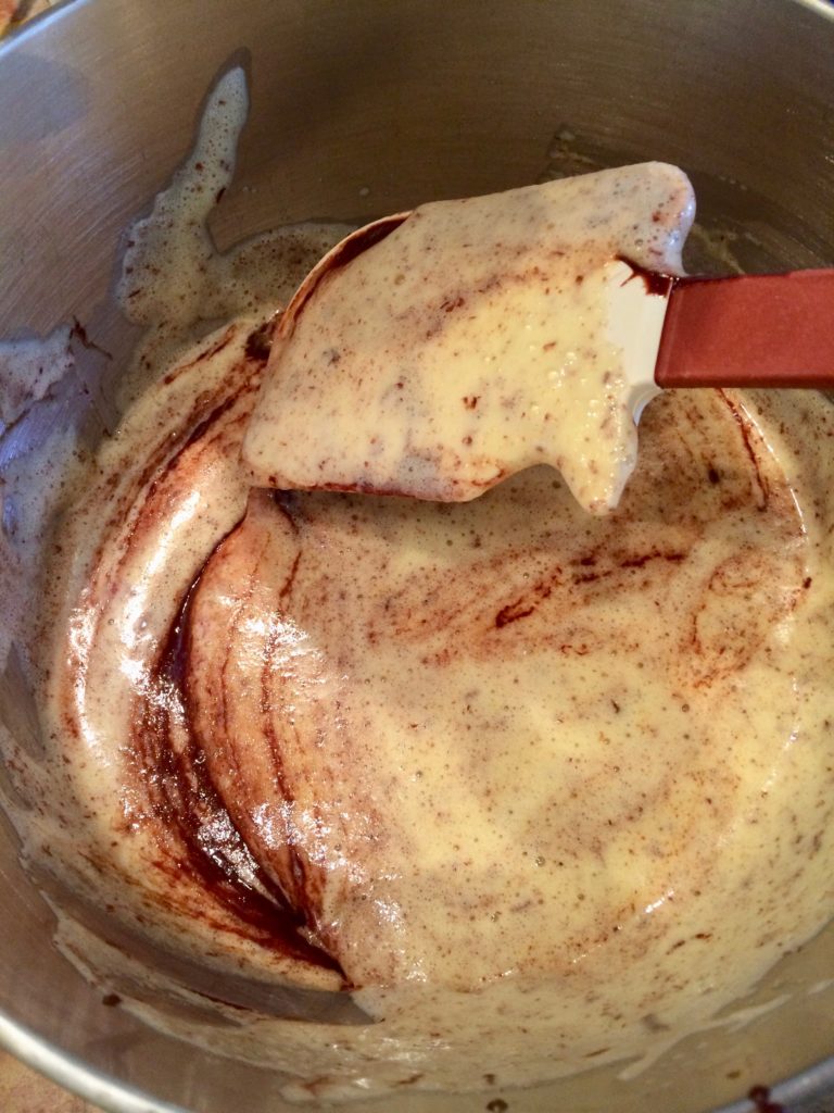 In a large bowl or the bowl of an electric mixer, whisk the eggs until they are combined. Add the sugar and continue whisking until they are pale yellow and slightly foamy, which will take several minutes.