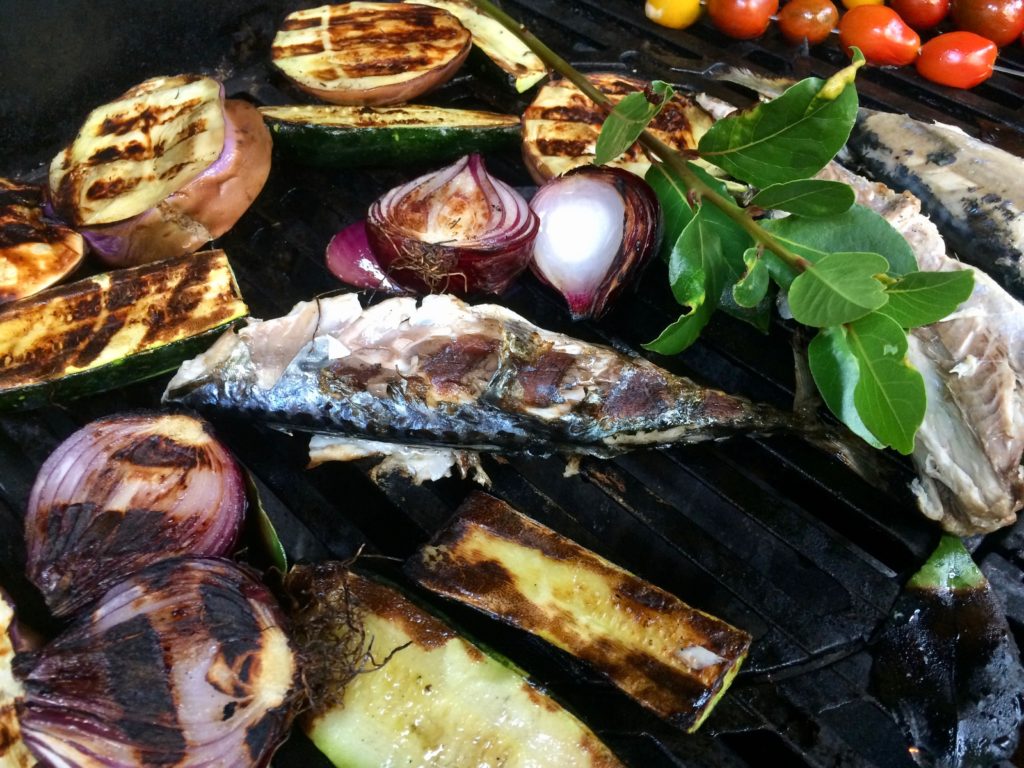 mackerel on the grill