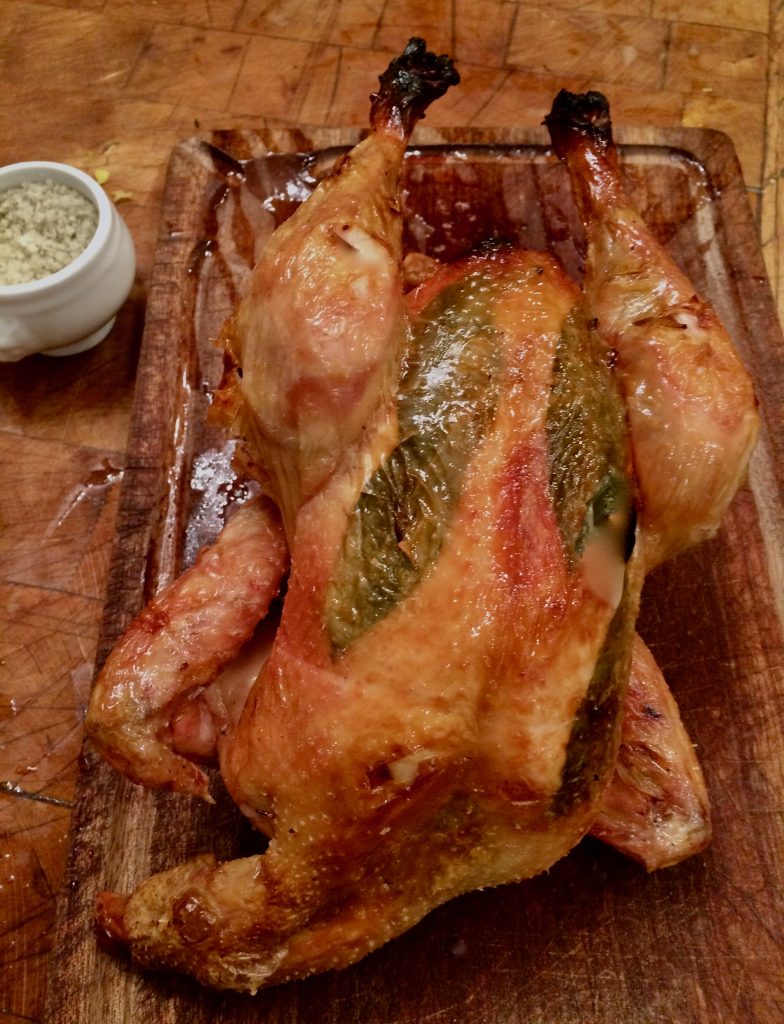 roasted chicken out of the oven